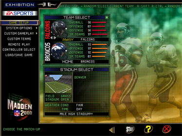 Madden NFL 2000 - Screenshot - Game Select Image