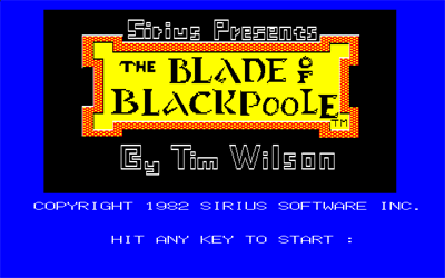 The Blade of Blackpoole - Screenshot - Game Title Image