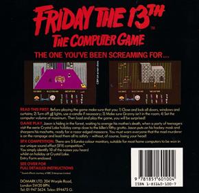 Friday the 13th: The Computer Game - Box - Back Image