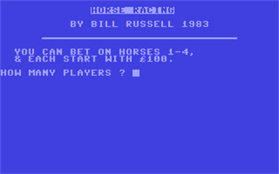 Horse Racing (CCI) - Screenshot - Game Title Image
