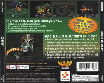 Contra: Legacy of War - Box - Back Image