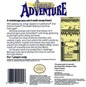 Castlevania: The Adventure - Box - Back Image