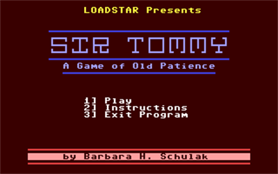 Sir Tommy: A Game of Old Patience - Screenshot - Game Title Image
