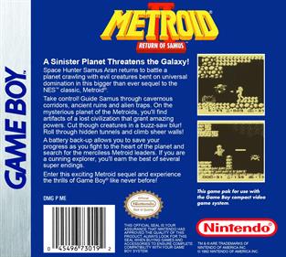 Metroid II: Return of Samus - Box - Back Image