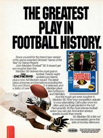 John Madden Football '92 - Advertisement Flyer - Front Image