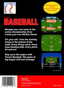 Tecmo Baseball - Box - Back Image