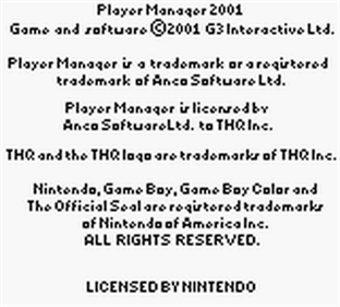 Player Manager 2001 - Screenshot - Game Title Image