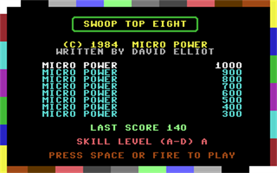 Swoop (Micro Power) - Screenshot - High Scores Image