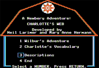 A Newbery Adventure: Charlotte's Web - Screenshot - Game Select Image