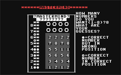 Mastermind (ShareData) - Screenshot - Gameplay Image