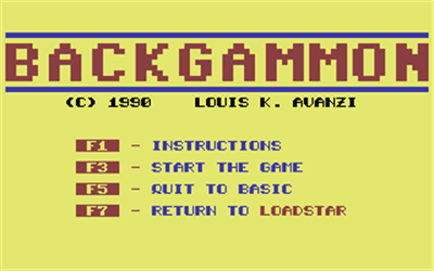 Backgammon (Loadstar) - Screenshot - Game Title Image