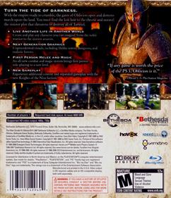 The Elder Scrolls IV: Oblivion - Box - Back Image