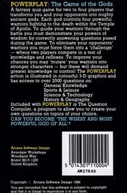 Powerplay: The Game of the Gods - Box - Back Image