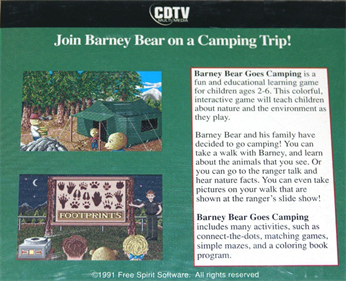 Barney Bear Goes Camping - Box - Back