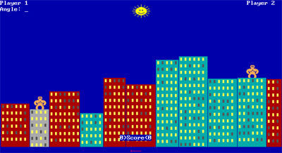 QBasic Gorillas - Screenshot - Gameplay Image