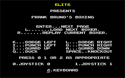Frank Bruno's Boxing - Screenshot - Game Select Image
