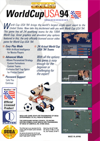 World Cup USA 94 - Box - Back Image