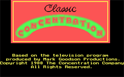Classic Concentration - Screenshot - Game Title Image