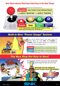 Real Bout Fatal Fury - Arcade - Controls Information Image