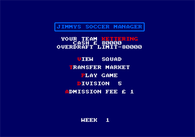 Jimmy's Soccer Manager - Screenshot - Game Title Image