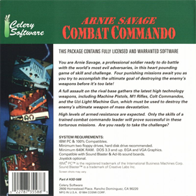 Arnie Savage: Combat Commando - Box - Back Image