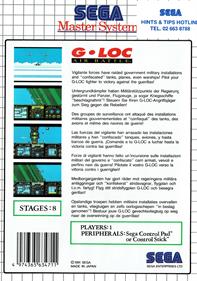 G-LOC Air Battle - Box - Back Image