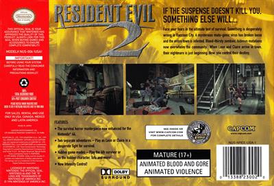 Resident Evil 2 - Box - Back Image