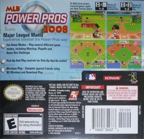 MLB Power Pros 2008 - Box - Back Image