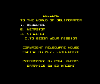 Obliterator - Screenshot - Game Select Image