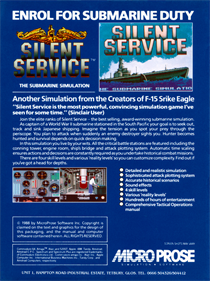 Silent Service: The Submarine Simulation - Box - Back - Reconstructed Image