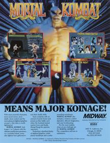 Mortal Kombat - Advertisement Flyer - Back