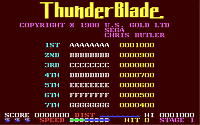 Thunder Blade - Screenshot - High Scores Image