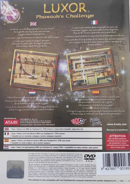 Jeu LUXOR : Pharaoh's Challenge PS2 (PlayStation 2) PAL - Bon état Avec Notice