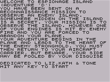 Adventure D: Espionage Island - Screenshot - Game Title Image