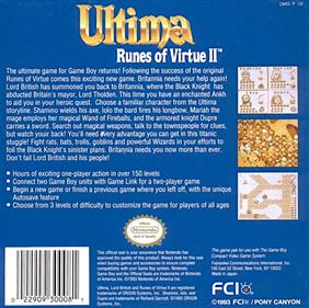Ultima: Runes of Virtue II - Box - Back Image
