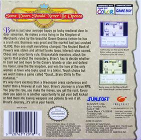 Quest: Brian's Journey - Box - Back Image