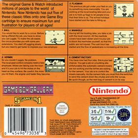 Game Boy Gallery: 5 Games in 1 - Box - Back Image