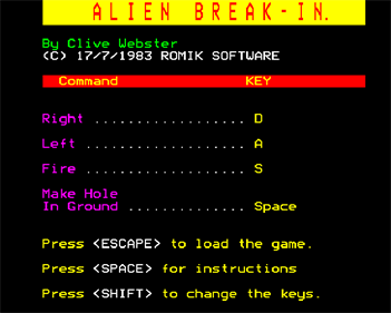 Alien Break In - Screenshot - Game Select Image