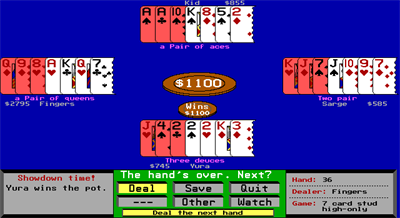 Amarillo Slim's 7 Card Stud - Screenshot - Gameplay Image