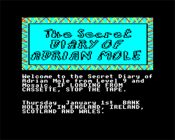 The Secret Diary of Adrian Mole Aged 13¾ - Screenshot - Game Title Image