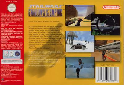 Star Wars: Shadows of the Empire - Box - Back Image