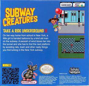 Subway Creatures - Box - Back Image