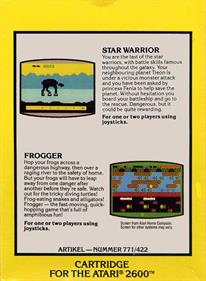 2 Pak Special Yellow: Star Warrior / Frogger - Box - Back Image