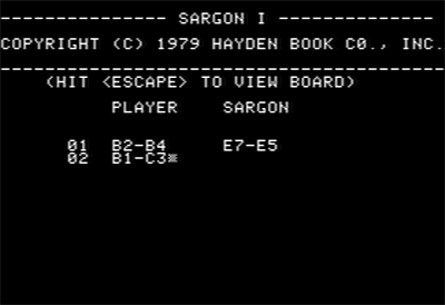 SARGON: A Computer Chess Program - Screenshot - Gameplay Image
