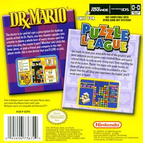 2 Games in 1!: Dr. Mario / Puzzle League - Box - Back Image