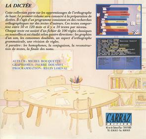 Les bases de l'orthographe. Vol. 1: La dictée: Niveau CM1/CM2 - Box - Back Image