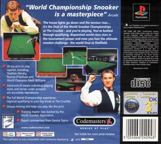 World Championship Snooker - Box - Back Image