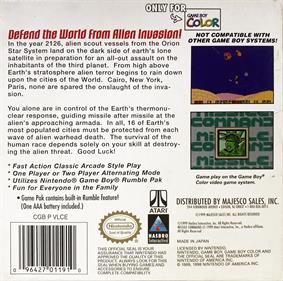 Missile Command - Box - Back Image