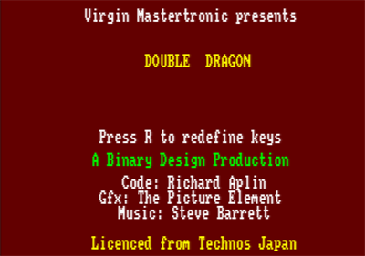 Double Dragon (Melbourne House) - Screenshot - Game Select Image