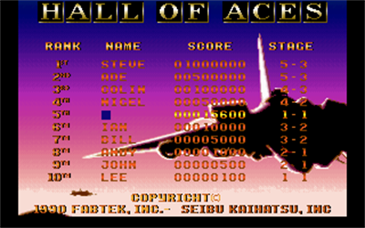 Raiden - Screenshot - High Scores Image